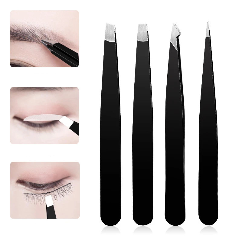 

4Pcs Anti-static Stainless Steel Tweezers Cosmetic Eyebrow Pliers Maintenance Tools Straight Tweezers Repair Tools for Eyebrow