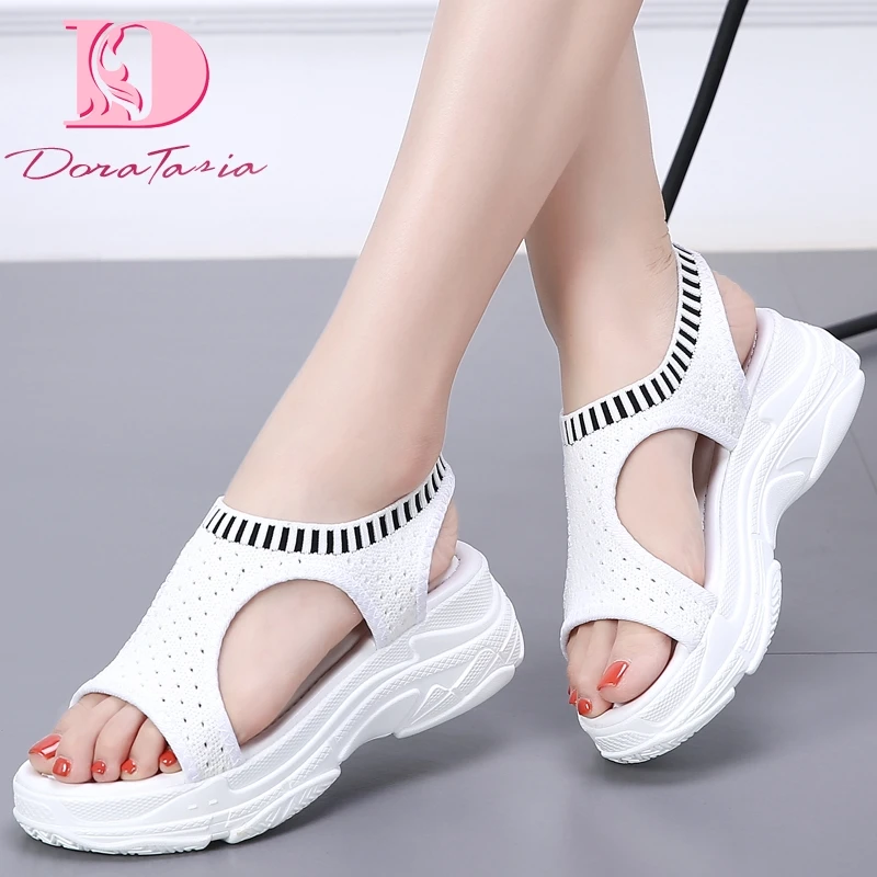 

Doratasia New Wholesale Large Size 43 Summer Fashion Leisure Knitting Women's Shoes Thick Bottom Comfortable Woman Sandals