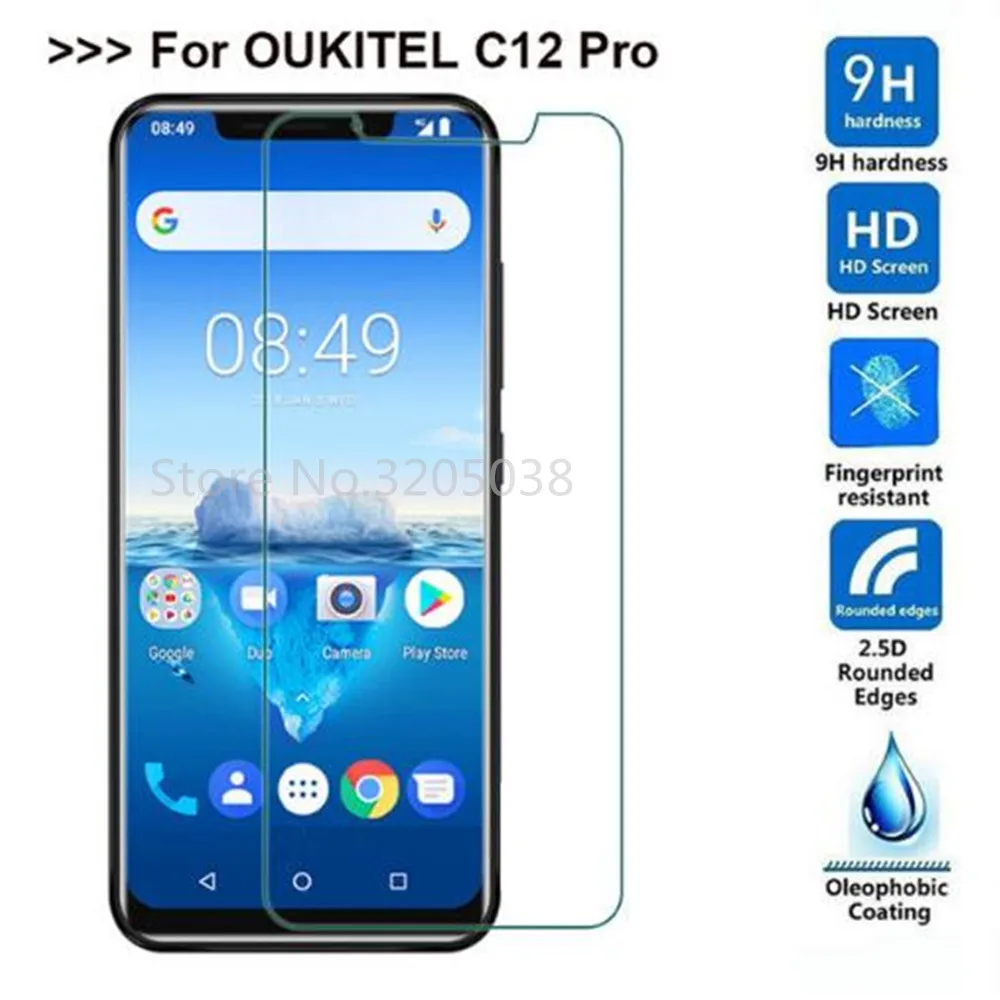 

2PCS Oukitel C12 Pro Tempered Glass For Oukitel C12 Pro Screen Protector 9H Explosion-proof LCD Film For Oukitel C12 Pro