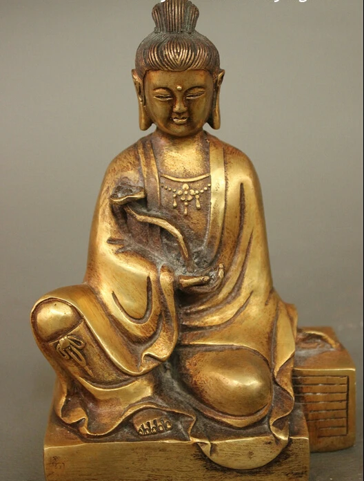 

xiuli 003507 Folk Chinese Bronze Gilt Buddhism Temple RuYi Kwan-Yin Guan Yin Goddess Statue
