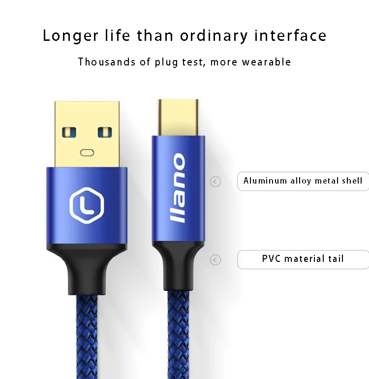 Llano 3A type-C кабель для зарядки USB 3,0 type-C кабель для передачи данных нейлоновая оплетка USB-C код зарядного устройства для huawei samsung Xiaomi Letv htc