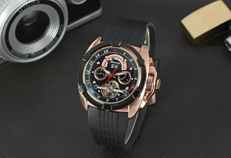 FORSINING Multifunktions Tourbillon Datum Tag Display розовое золото Uhr Herren Luxus Marke Automatikunhr Sportuhren|sportuhren| |