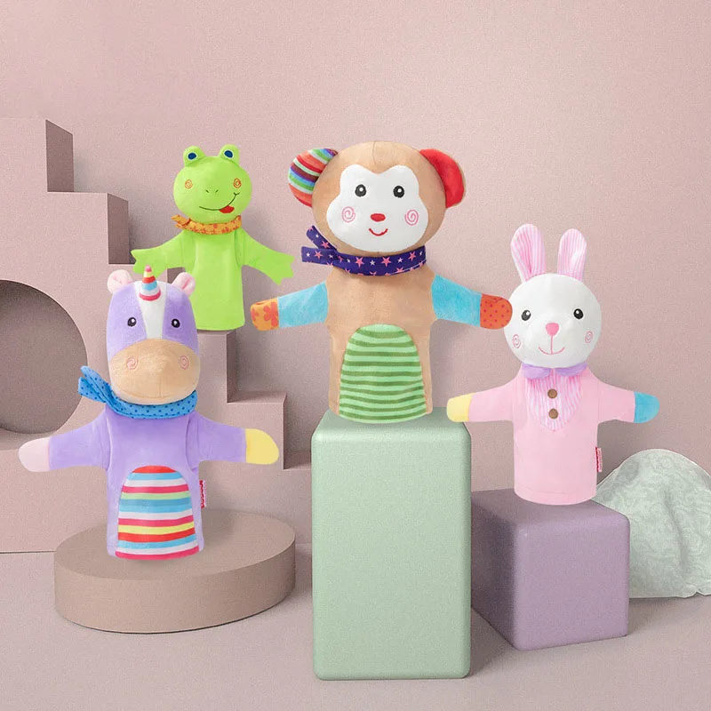 

25CM Child Kids Cute Plush Velour Animals Hand Puppets Chic Designs Learning Aid Toys Dolls For 3-7 Years Old Kid