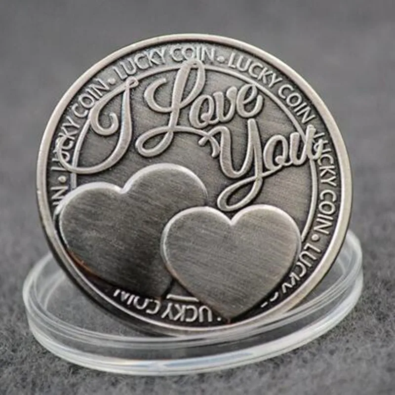 

5 pcs SLMTTG antique silver plated heart coin I LOVE YOU MORE THAN I CAN SAY 40 mm badge collectible decoration souvenir coin