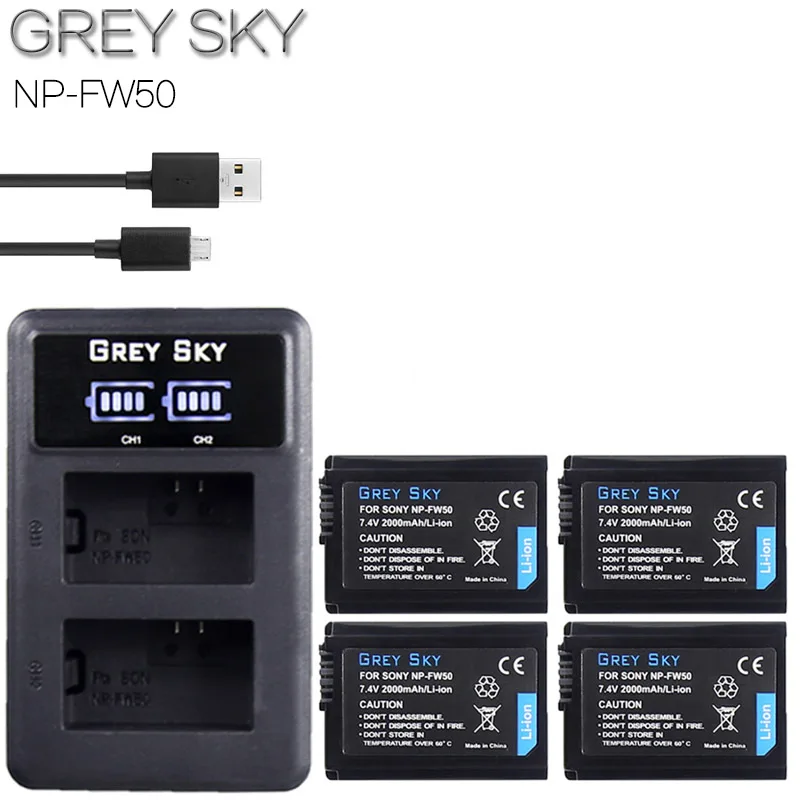 

2000mAh NP-FW50 NP FW50 Camera Battery + LCD USB Dual Charger for Sony Alpha a6500 a6300 a6000 a5000 a3000 NEX-3 a7R