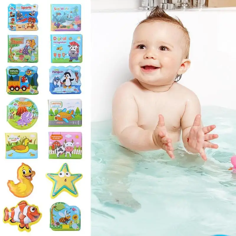 EVA ББ звук Детская ванна книга Красочные мультфильм слеза не плохой Водонепроницаемый Ванна игрушка для младенцев интеллект развивающие плавающие игрушки