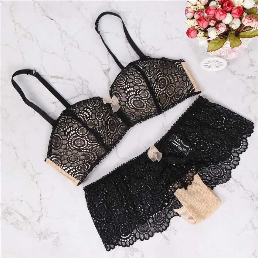  2018 brand floral embroidery bra set sexy girl push up underwear set women panties set