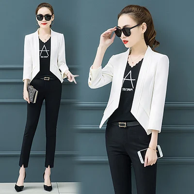 one piece white Модные женские короткие блейзеры и куртки, весенние топы, женская одежда с рукавом три четверти и пуговицами, Тонкий Блейзер, необычное пальто - Цвет: one piece white