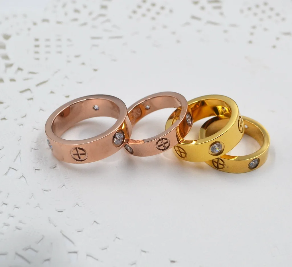 

Hot Classic stainless steel Screw rings gold rose gold silver filled Wedding Ring for men women engagement male female alliance