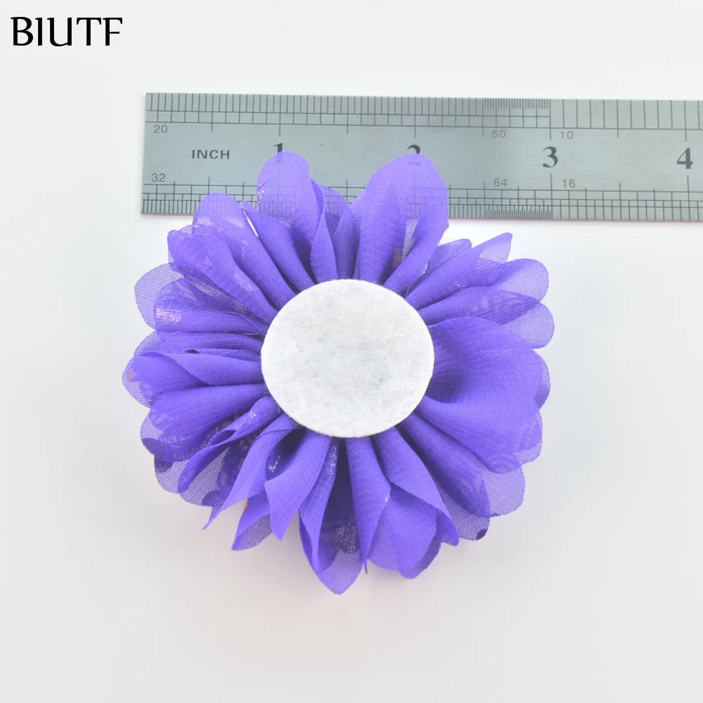 32 шт./партия Красивые 8,0 см золотые шифоновые цветы в горошек с пуговица со стразами роскошные DIY аксессуары для головная повязка для новорожденных TH230