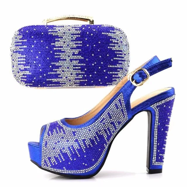 royal blue clutch bag and shoes