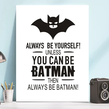

Cartoon Batman Quotes Art Painting on Canvas Motivational Posters and Prints Wall Art Pictures for Living Room Boys Room Decor