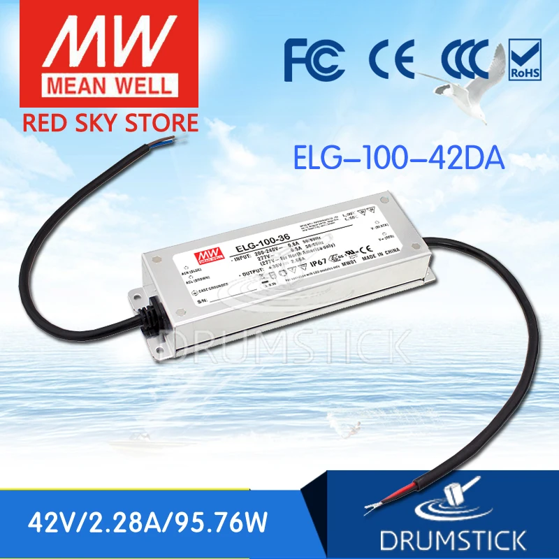 

MEAN WELL ELG-100-42DA 42V 2.28A meanwell ELG-100 42V 95.76W Single Output LED Driver Power Supply DA type