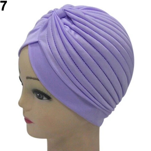 Женская эластичная шапка тюрбан повязка на голову бандана для химиотерапии хиджаб плиссированная индийская шапка Горячие аксессуары для волос