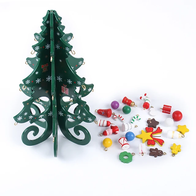 1set/lot 18.7*13.9*1.7cm Wooden Christmas Tree Ornaments DIY Home Party New Year Kerst Decorations Creative Christmas Gifts 17 04
