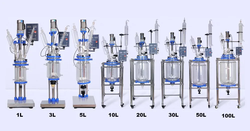 Лабораторное оборудование 20 л Университет химических двойной слой куртка Стекло реактор вакуум Стекло реактора