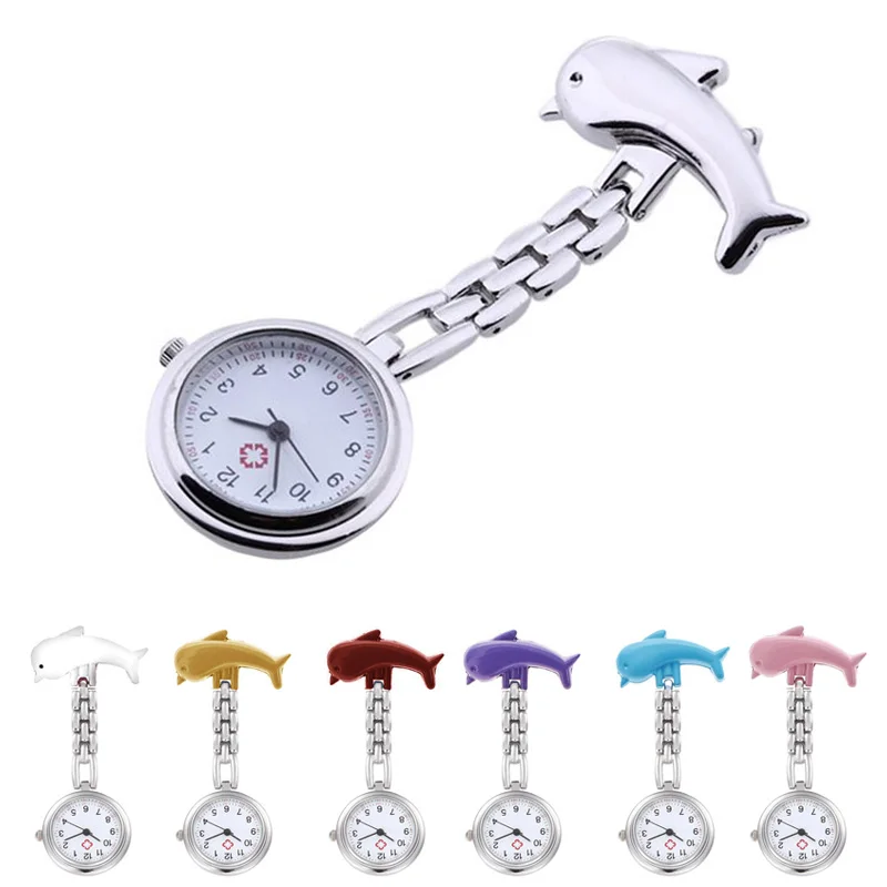 New Women's Dolphins Quartz Nurses Watch Alloy Fashion Smiley Nurse Table Pocket Fob Watches High Quality ~  TT@8