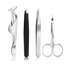 4 шт., ножницы для макияжа, для бровей, для завивки ресниц, ножницы, хирургические, из нержавеющей стали, для удаления усов, бороды, расширенный аппликатор, комплект