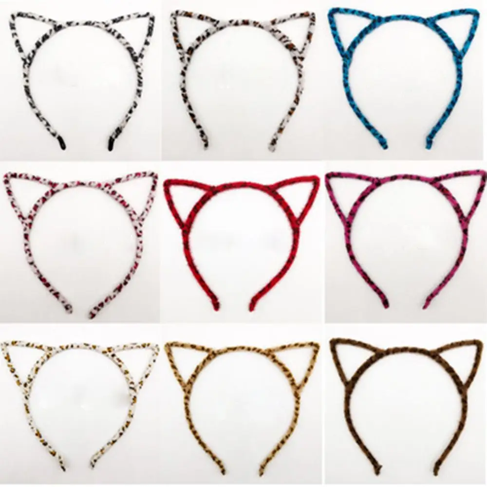 

2019 Cute kawaii Cat Kitty Kitten Ears Metal Headband for Women Girls Alloy metal Velvet cloth Hair Accessories Cosplay Party G