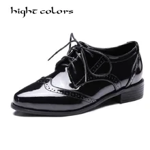 Новинка, модные женские туфли из лакированной кожи с острым носком на плоской подошве, женские повседневные оксфорды на шнуровке, дизайнерские туфли на плоской подошве, США 10,5