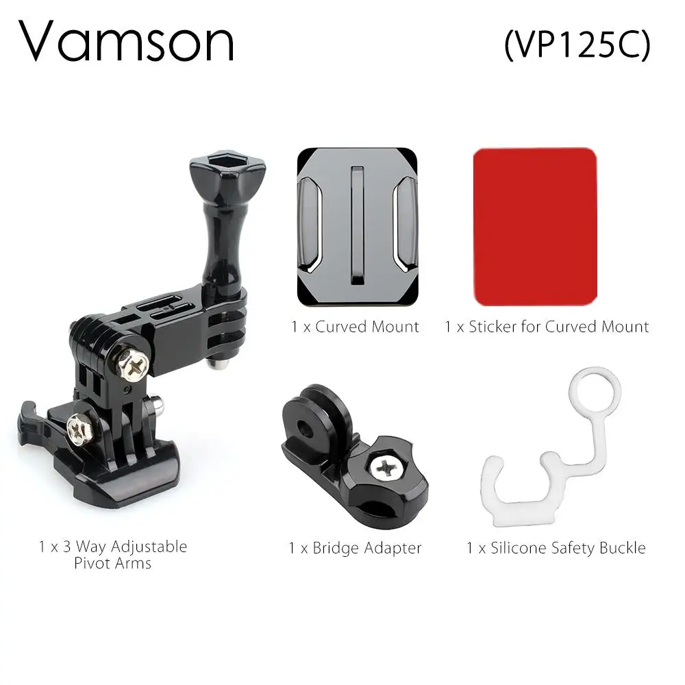 Vamson шлем аксессуары для Gopro Hero 6 5 4 комплект изогнутый для шлема клей боковое Крепление Адаптер для Xiaomi YI для SJCAM VP125B - Цвет: VP125C