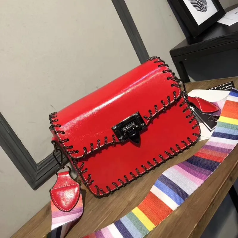 

Bolsas Feminina Sale Single 2018 Spring And Summer New Designer Women Shoulder Bag Retro Weaving Chain Small Square Wide Strap
