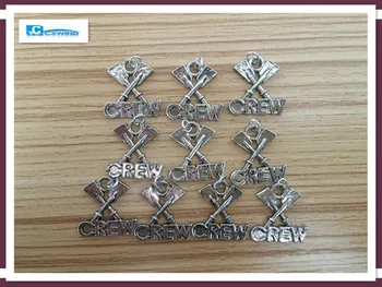Kinitial 10pcs Designed Symbol Silver Rowing CREW Charm Paddle Ship Boat Charms Floating Charms bijoux Pendants Jewelry DIY