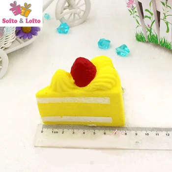 

2pcs artificial fruit strawberry cake toy simulation slow rebound model bread food shop display children education vent toy