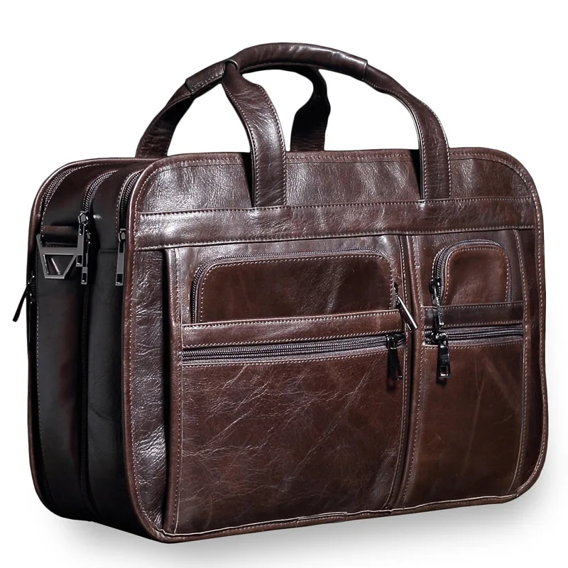 

Vintage Genuine Leather Men's Shoulder Messenger Bag Large Capacity Cow Leather Briefcase Business Casual Men's Crossbody Bag