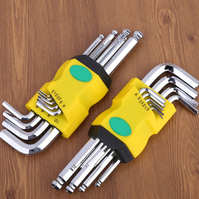 Free shipping 9Pcs L Shape Universal Key Hex Key Repair Tools keys With