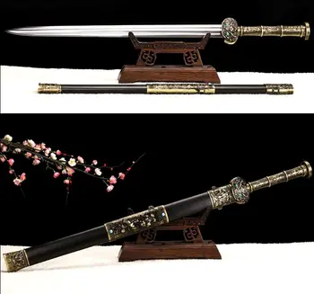 

Hand Forging Folded Damascus Steel Full Tang Engroove Blade Sharp Boutique Chinese Kung Fu Sword Han Jian-Metal Handle