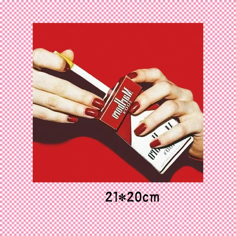 

21x20cm Fashion smoke Parches Iron On Stickers Washable Appliques A-level Patches Heat Transfer For DIY Accessory Clothes Jeans