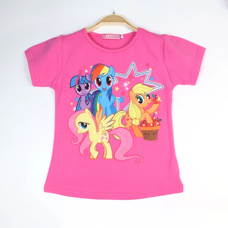 Рубашки для маленьких девочек, летняя блузка с короткими рукавами, рубашка для маленьких девочек с принтом «Маленький Пони», «Принцесса София», «Эльза» - Цвет: S30161-9