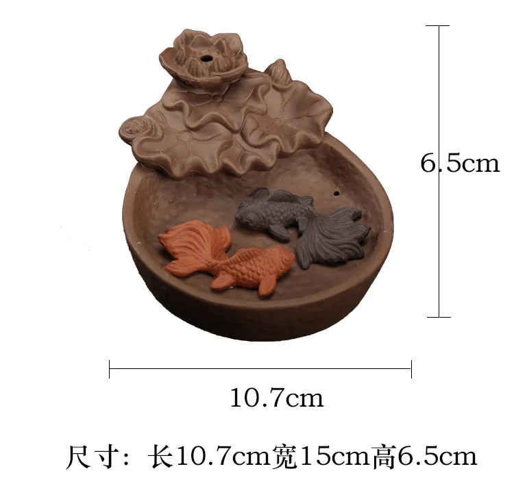 T керамическая горелка для благовоний с задним потоком, домашний декор, креативный держатель для благовоний Tai Chi, золотая рыбка, ценза, база, украшение для гостиной