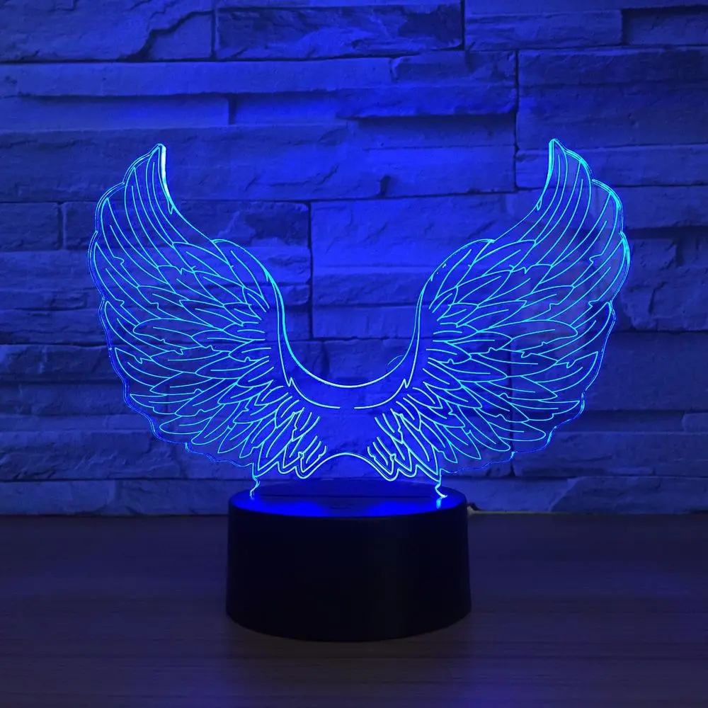 Ночник светодиодный 3d светильник Angel Wings с Usb 7 цветов|Ночники| |