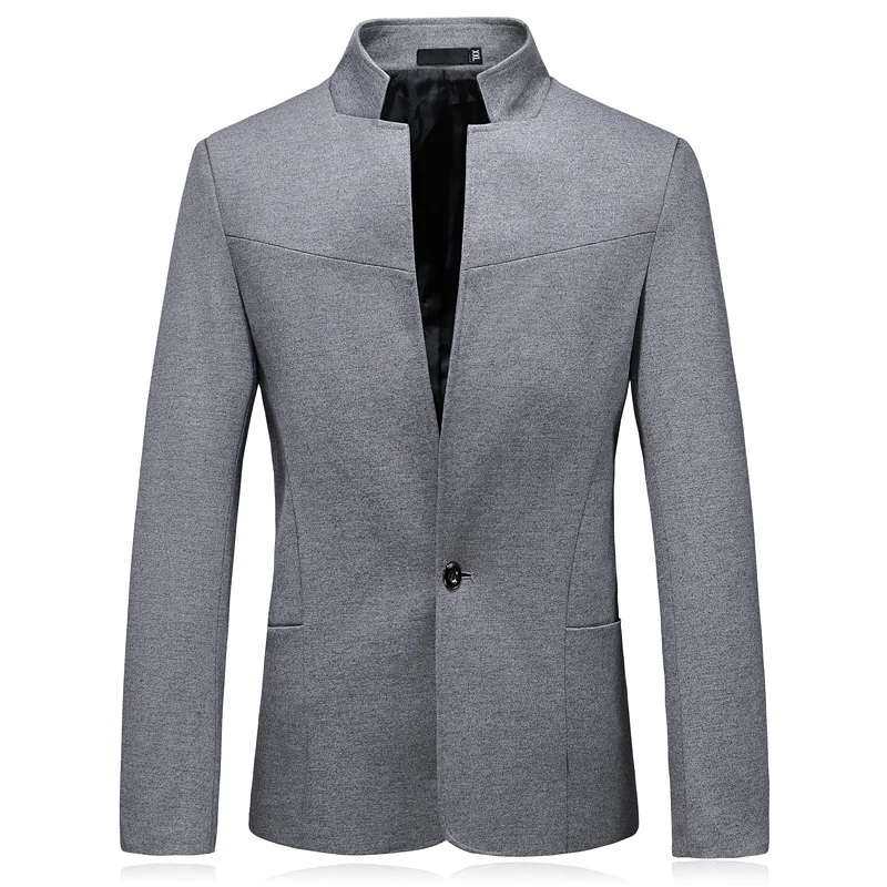 

Suit men's new solid color Slim casual high quality high quality fabric stand collar single button large size S-5XL suit coat