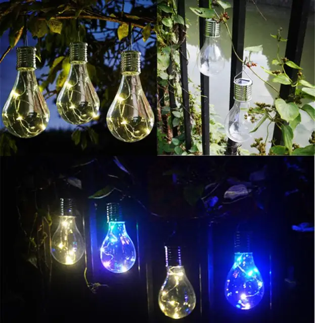 Solar Light Bulb Waterproof Solar Rotatable Outdoor Garden Camping Hanging LED Light Lamp Bulb Solar Light Bulb dropship 18jun7