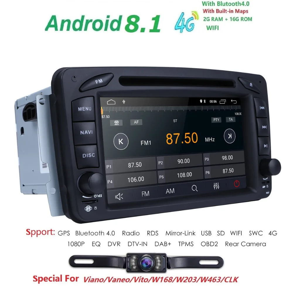 

Car Multimedia player Android 9.0 2 Din GPS Autoradio For Mercedes/Benz/CLK/W209/W203/W208/W463/Vaneo/Viano/Vito FM IPS DAB TPMS