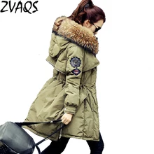 Бренд натурального енота большой меховой воротник с капюшоном средней длины армейский зеленый зимний Жакет женский пуховик пальто женский YM276
