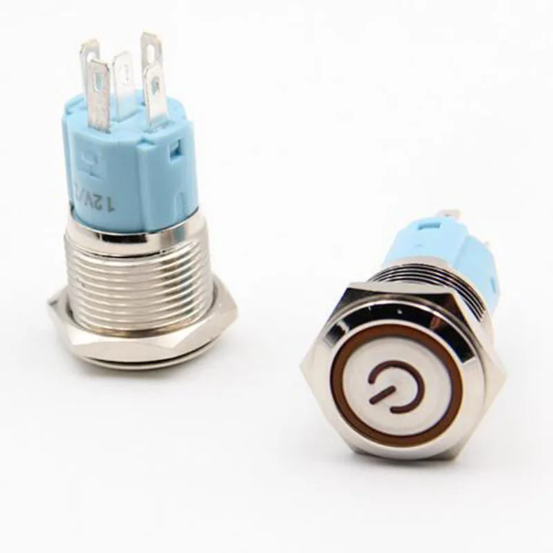 

1PC 16mm Start Horn Button Momentary Stainless Steel Metal Push Button Switch Spherical Surface Reset Switch for Door 2A 12V/24V