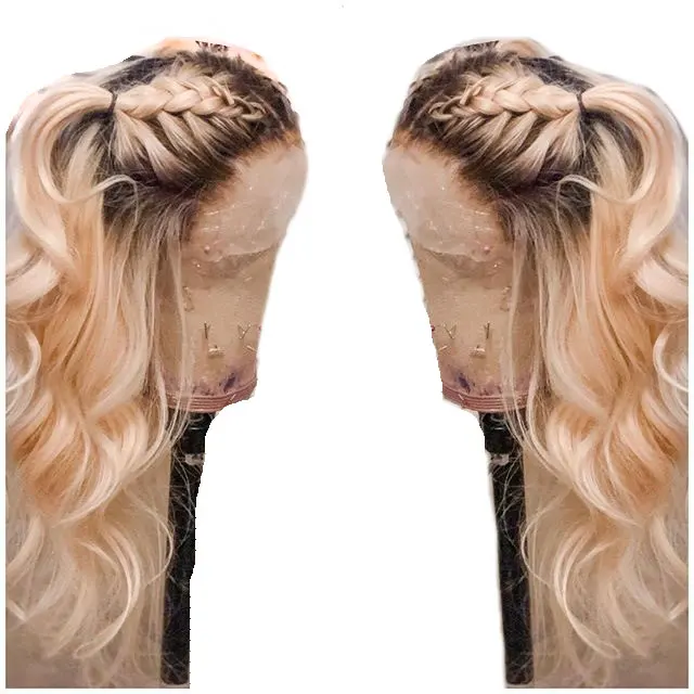 

13x4 Ombre Human Hair Wigs Invisible Brazilian Remy Body Wave 613 Blonde Lace Front Wigs Colored Wigs Preplucked For Women