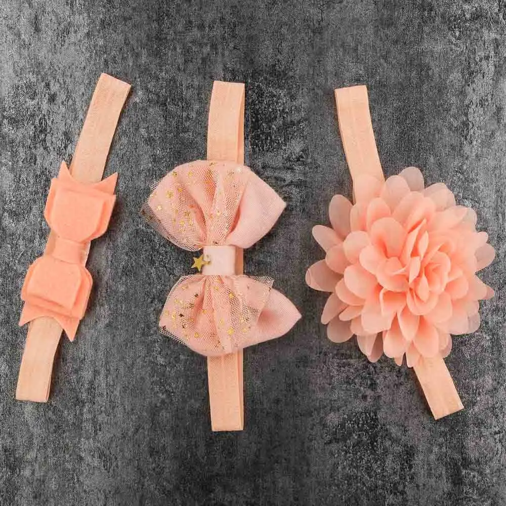 

3Pcs/set Girls Baby Kids Floral Headband Hairband Set Children Girls Elastic Bowknot Floral Headband Hair Accessories