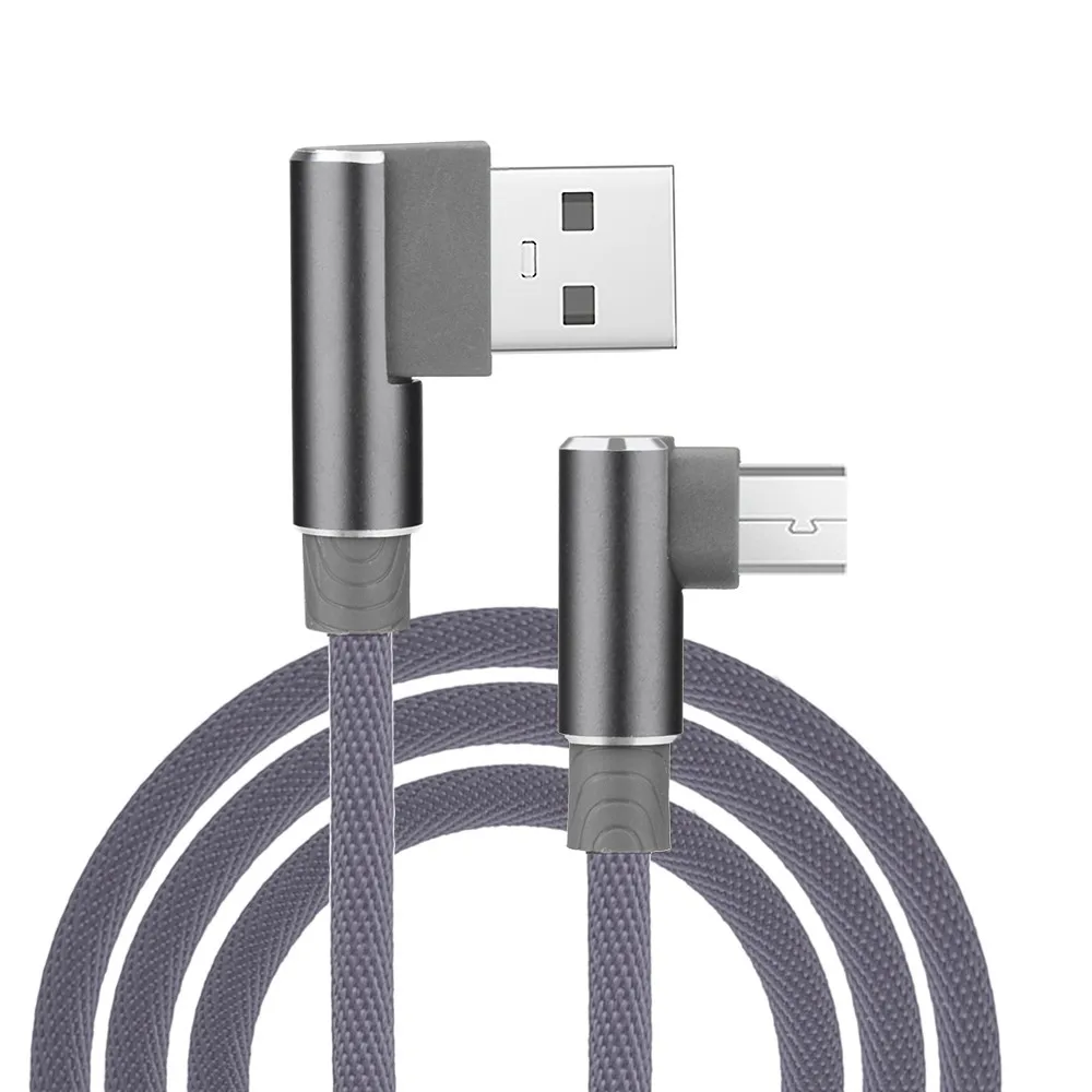 1 м Micro USB телефонный кабель 90 градусов под углом L форма V8 USB 2,0 зарядный кабель для передачи данных для телефона универсальные телефонные кабели# YL5 - Цвет: Gray