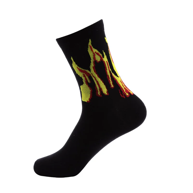 Мужские модные носки в стиле хип-хоп с рисунком красного пламени, длинные спортивные носки из хлопка - Цвет: 2