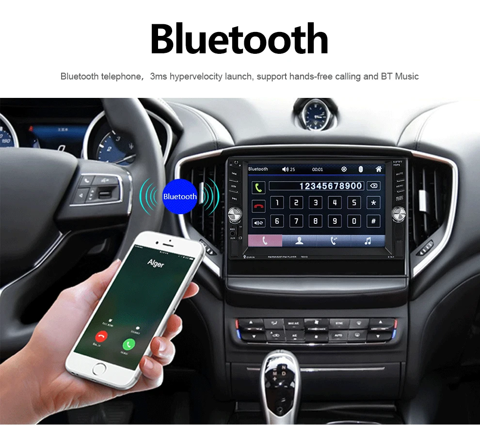 Car 6.6/'/' Touch Screen 2DIN Bluetooth FM Radio Stereo MP5 Player /& Rear Camera