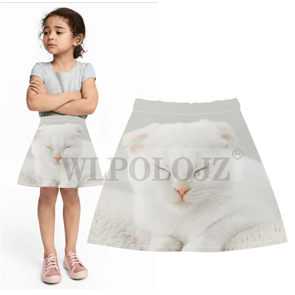 Buy New girls skirt animal series white cat print