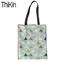 THIKIN женская сумка для покупок с принтом треугольников большая сумка через плечо женская модная сумка с верхней ручкой для женщин многоразовая эко-сумка