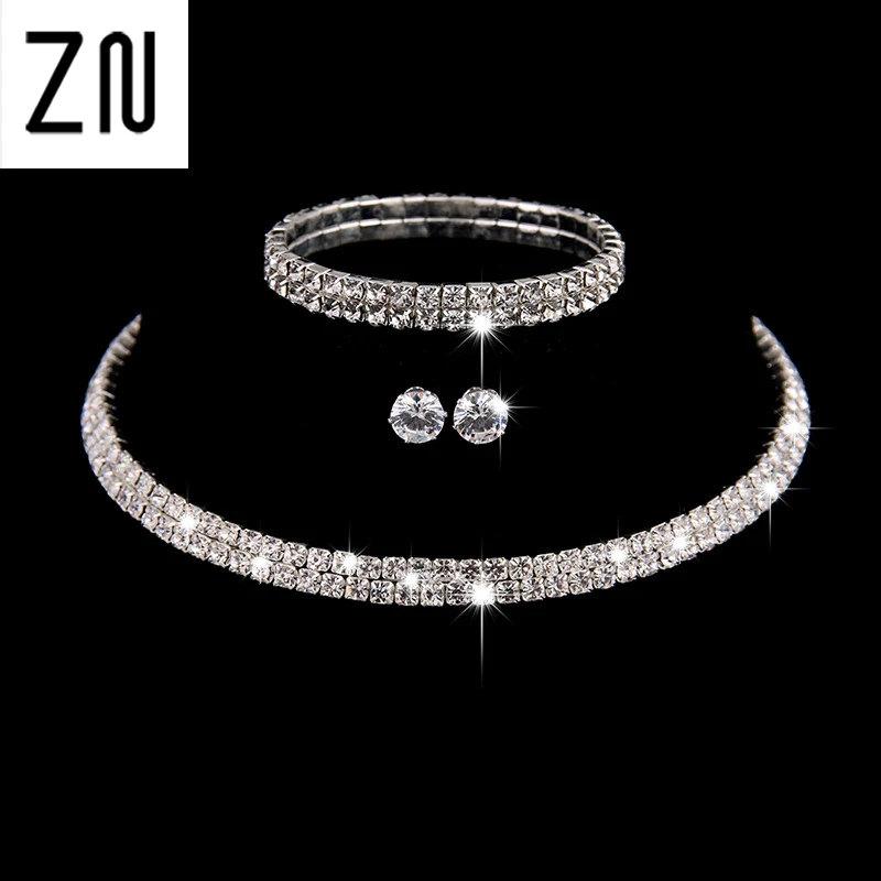 

Hot Selling Rhinestone Crystal Choker Necklace and Bracelet Wedding Fashion Sets Wedding Accessories