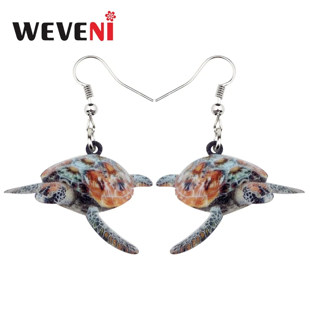 Weveni Accessory Acrylic Tortoise Turtle Earrings New Long Dangle Weveni Accessory Acrylic Tortoise Turtle Earrings New Long Dangle Drop Ocean Marine Jewelry For Women Sea Animal Charms In From