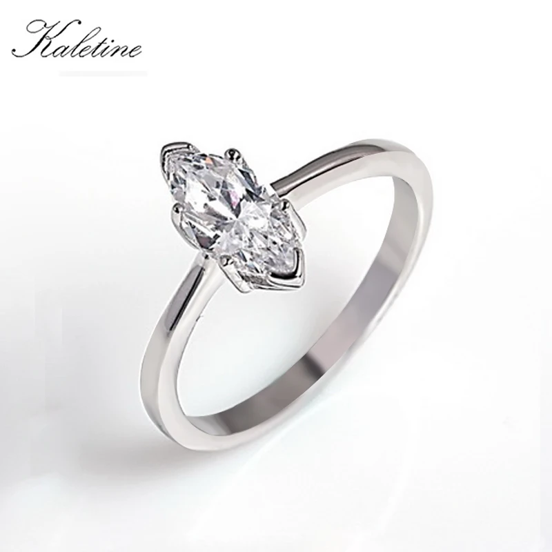 

Kaletine 925 Sterling Silver Rings For Women Marquise Cut Cubic Zircon Engagement Wedding Ring Party Fashion Jewelry 2019